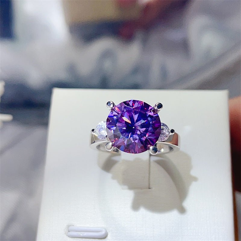 5 Carat Three Stone Moissanite Ring for Women, Colorful Geometric Engagement Ring – view 2