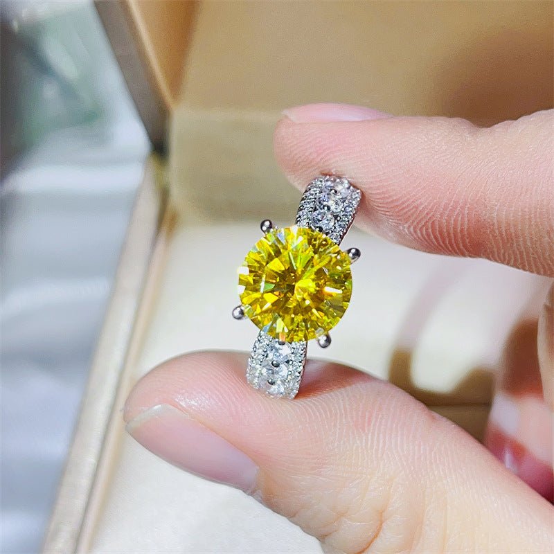 Yellow Moissanite Ring for Women, 2 Carat or 3 Carat Engagement Style Halo Ring – view 2