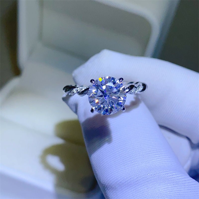 2 Carat VVS Moissanite Ring for Women, Twisted Band Solitaire Engagement Ring – view 2