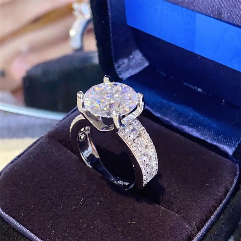 Round-Cut Moissanite Ring with Pavé Band, Women’s Size 9-19 – view 2