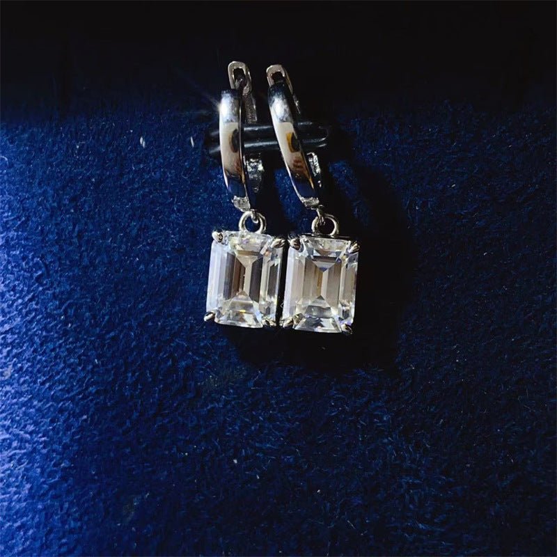 Emerald-Cut Moissanite Drop Hoop Earrings – image 2