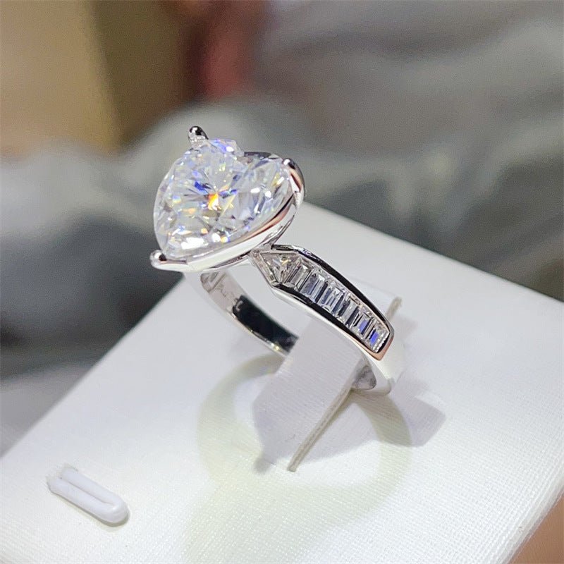 Heart Cut Moissanite Ring for Women, Halo-Style Engagement Ring, 1 Carat 2 Carat 3 Carat 5 Carat Promise Ring – view 2