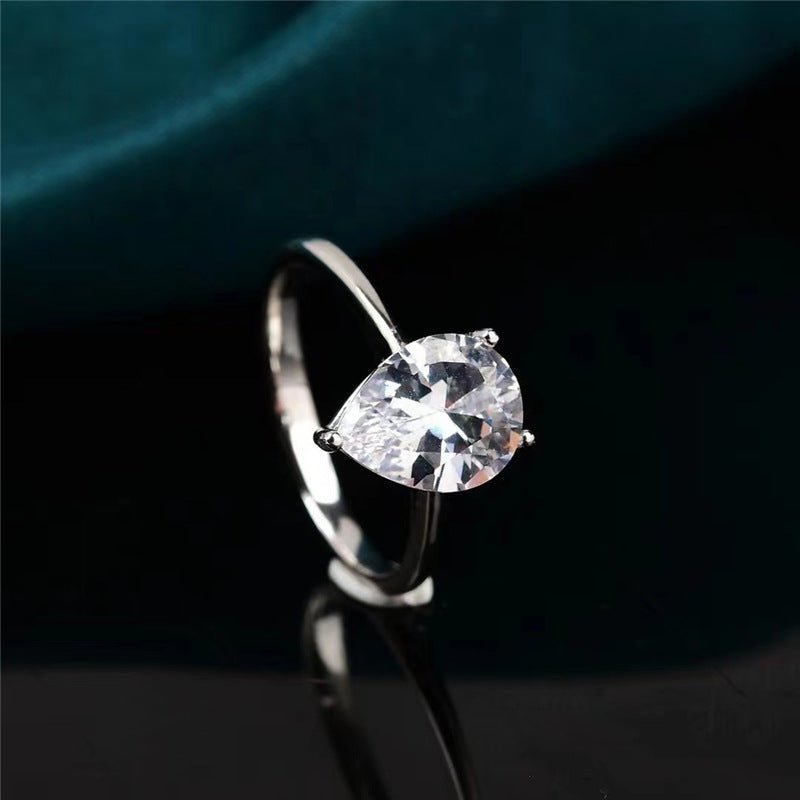 Pear Cut Moissanite Solitaire Ring for Women, Teardrop Engagement Style Ring – view 2