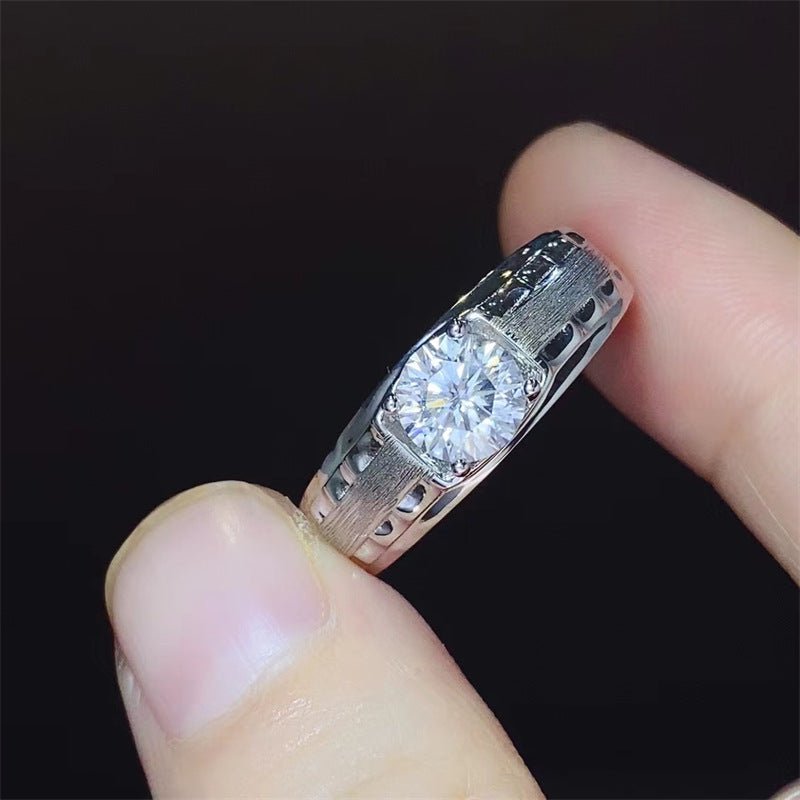 Men's Round Moissanite U-Shape Ring – image 1
