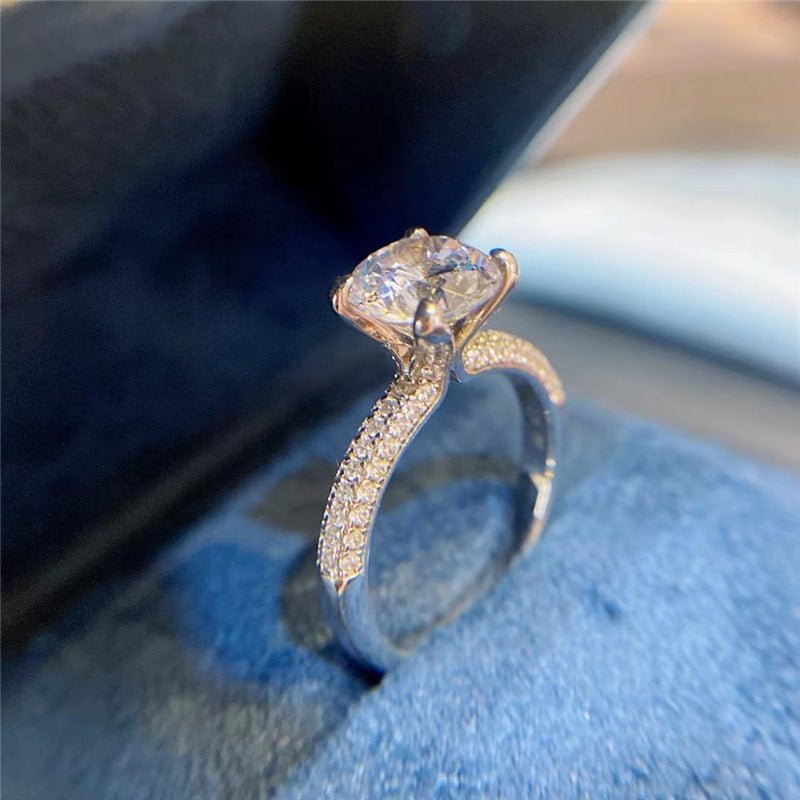 Moissanite Ring for Women, Sparkling Solitaire Pavé Band Ring, Gift for Her – view 2