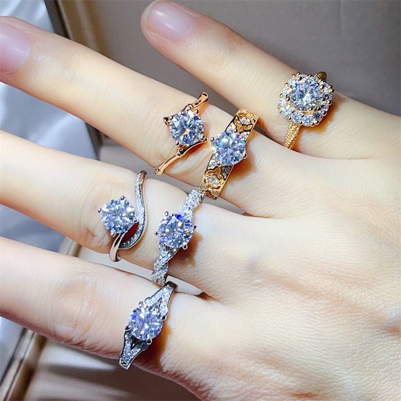 Moissanite Ring for Women, Classic Halo and Solitaire Style Promise Engagement Ring, Multiple Designs – view 2