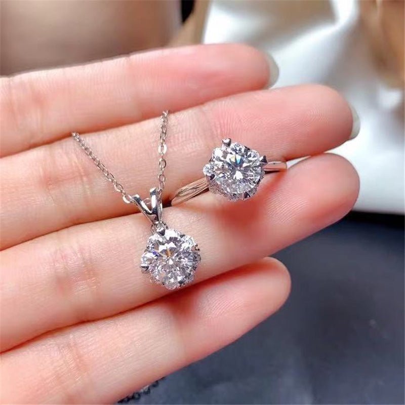 Round Moissanite Pendant Necklace, D Color VVS1 Halo Sparkle – view 2