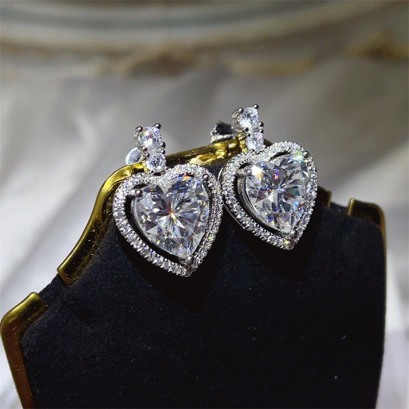 10 Carat D Color Heart Moissanite Halo Stud Earrings – view 2