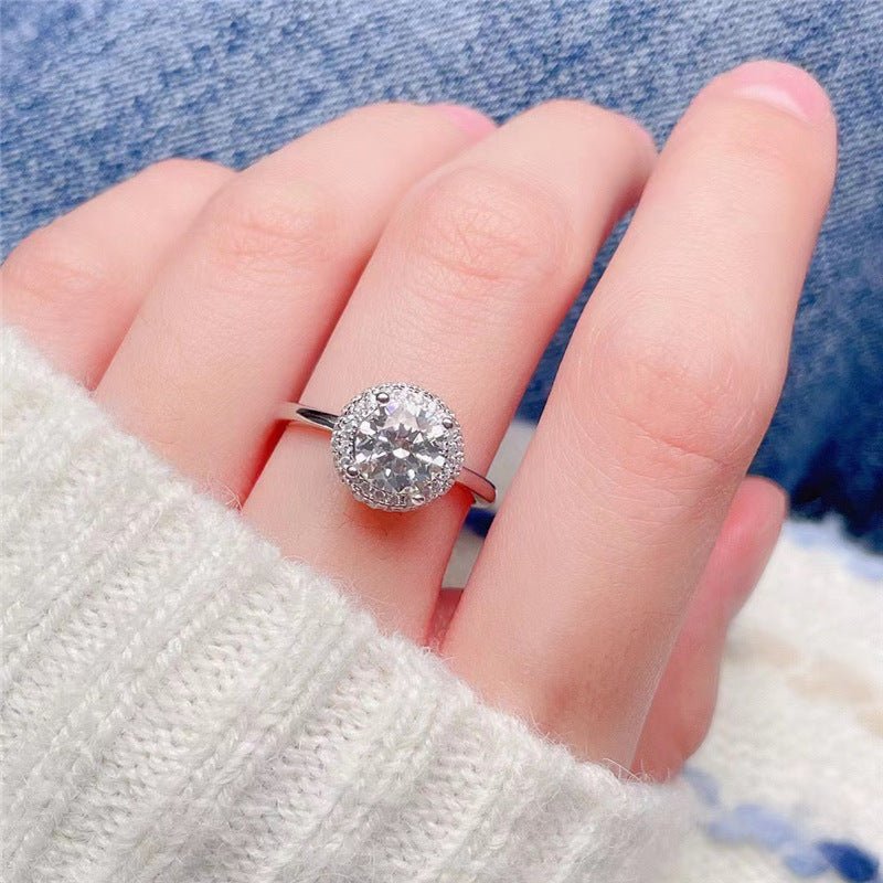 VVS1 Moissanite Round Halo Ring for Women, Promise, Engagement & Wedding Style – view 2