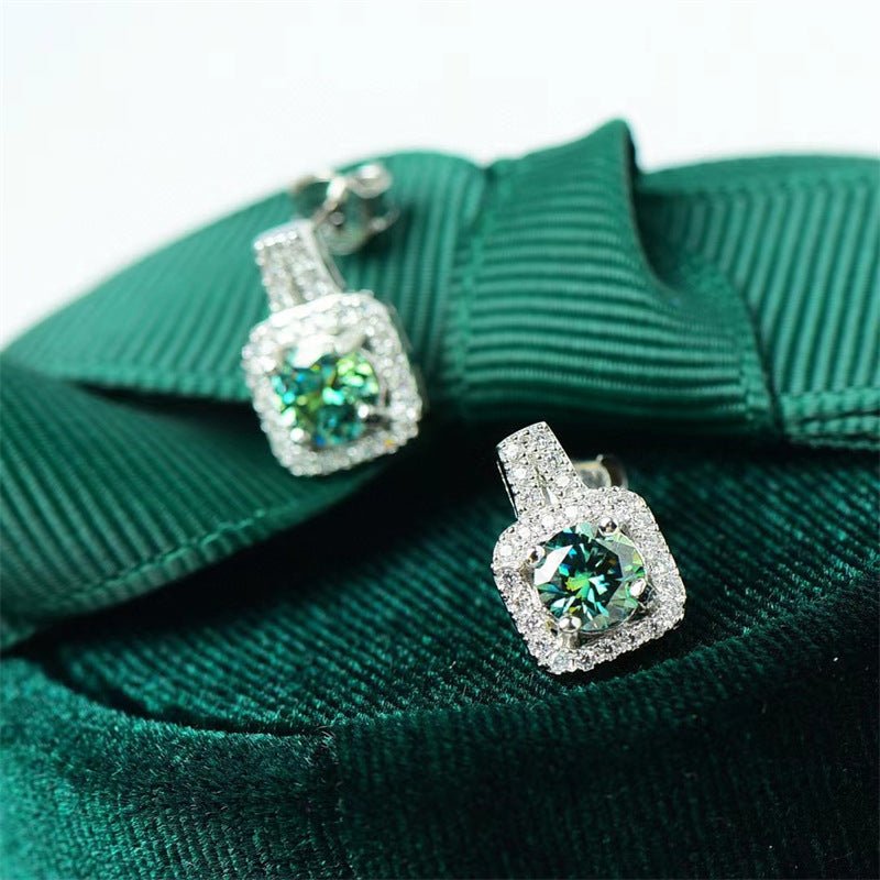 Geometric Halo Moissanite Stud Earrings – image 2