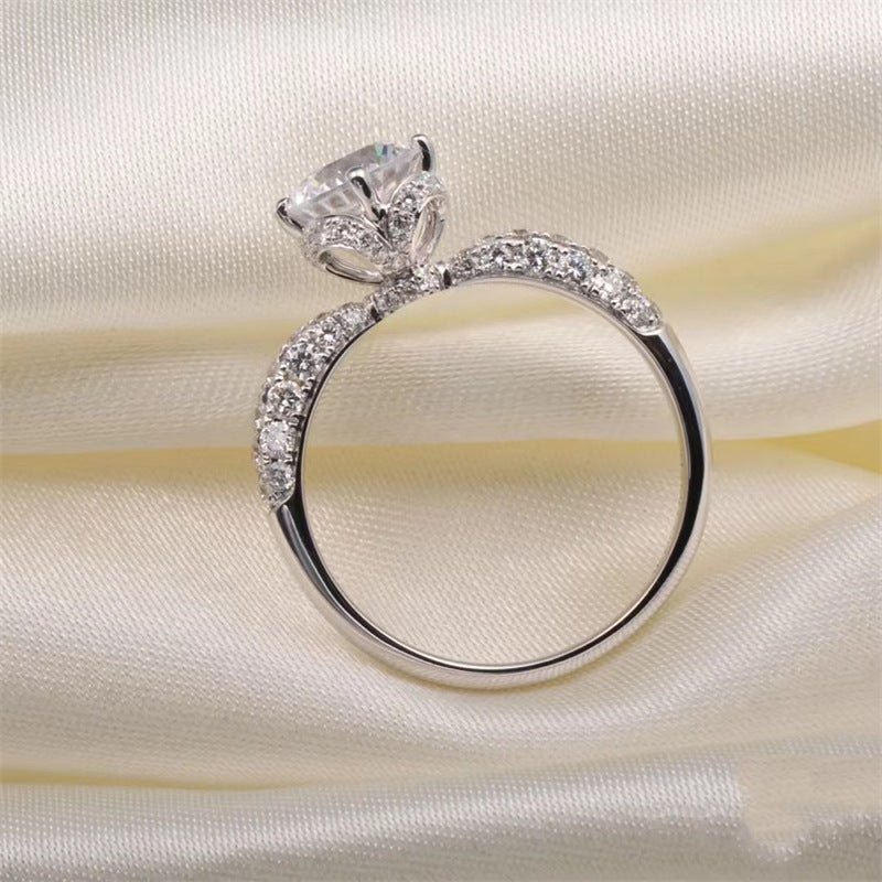 1 Carat Floral Moissanite Ring for Women, Split Shank Promise Ring, Elegant Engagement Style – view 2