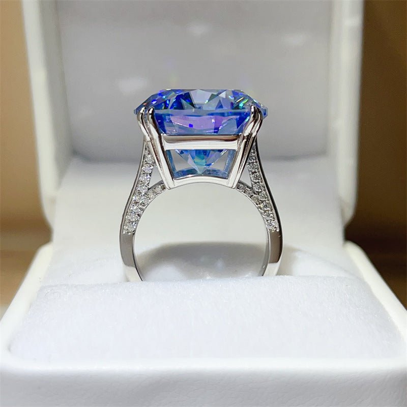 Blue Moissanite Ring for Women, 20 Carat Round Statement Engagement Ring – view 2