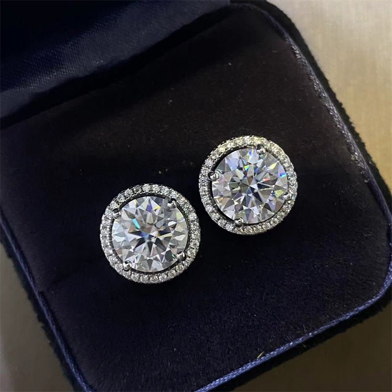 Round Moissanite Halo Stud Earrings – image 2