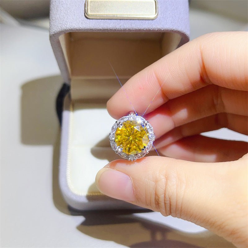 5 Carat Colored Moissanite Halo Ring for Women, Round Micro Pave Engagement Ring, U Shape Band, Sizes 9-20 – view 2