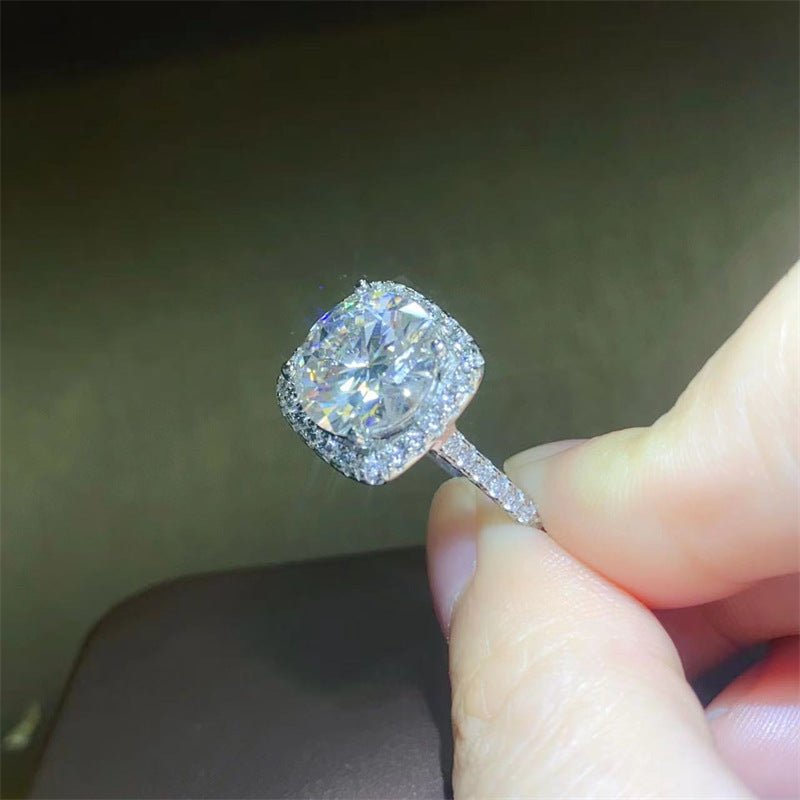 5 Carat Cushion Cut Moissanite Halo Ring for Women, Geometric Engagement Ring, Sizes 9-20 – view 2