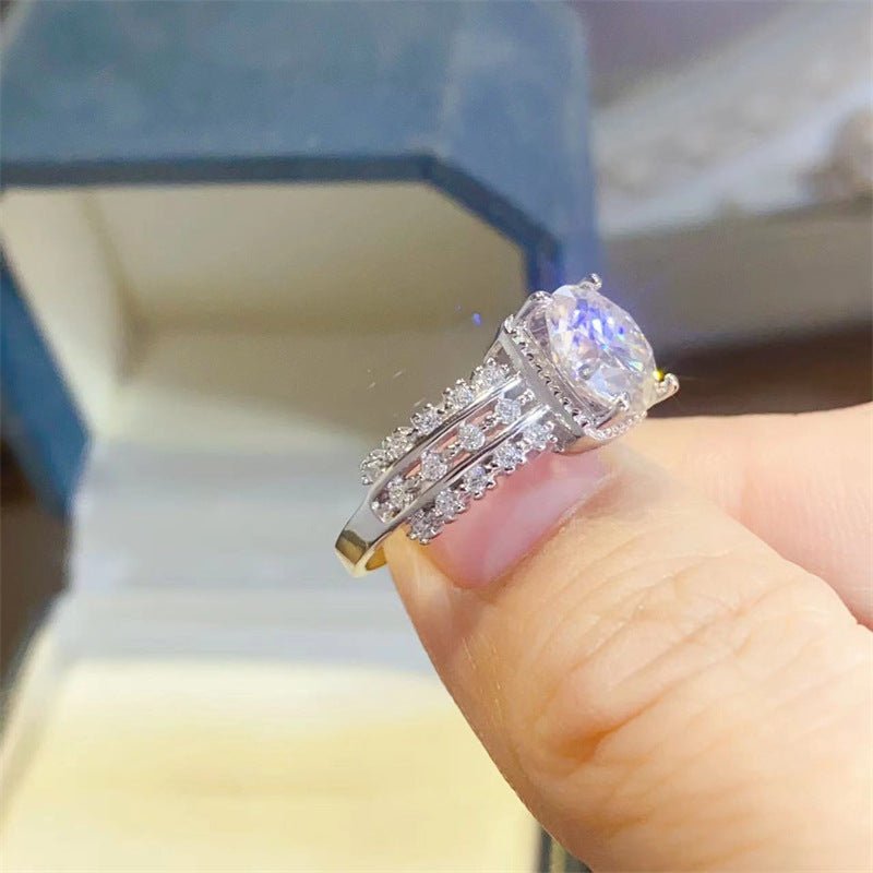 2 Carat Moissanite Ring for Women, Round Cut Split Shank Halo Engagement Ring – view 2