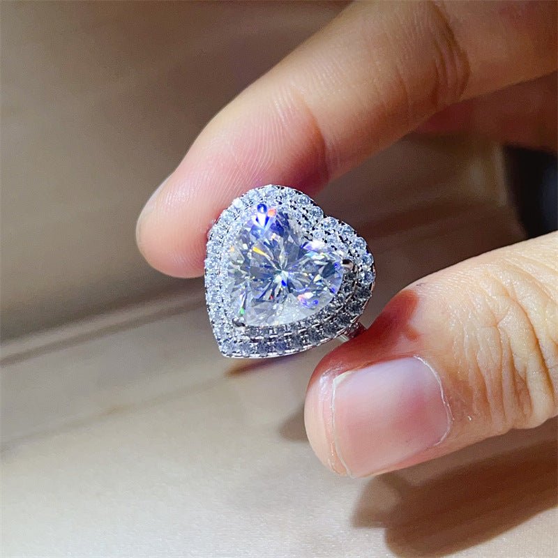5 Carat Heart Moissanite Halo Ring for Women, Pave Engagement Ring – view 2
