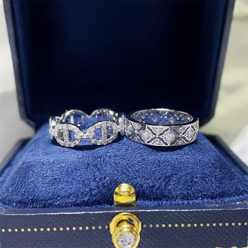 Moissanite Ring for Women, White-Tone U Shape Band Ring, Stackable Promise Ring in 2 Styles – view 2