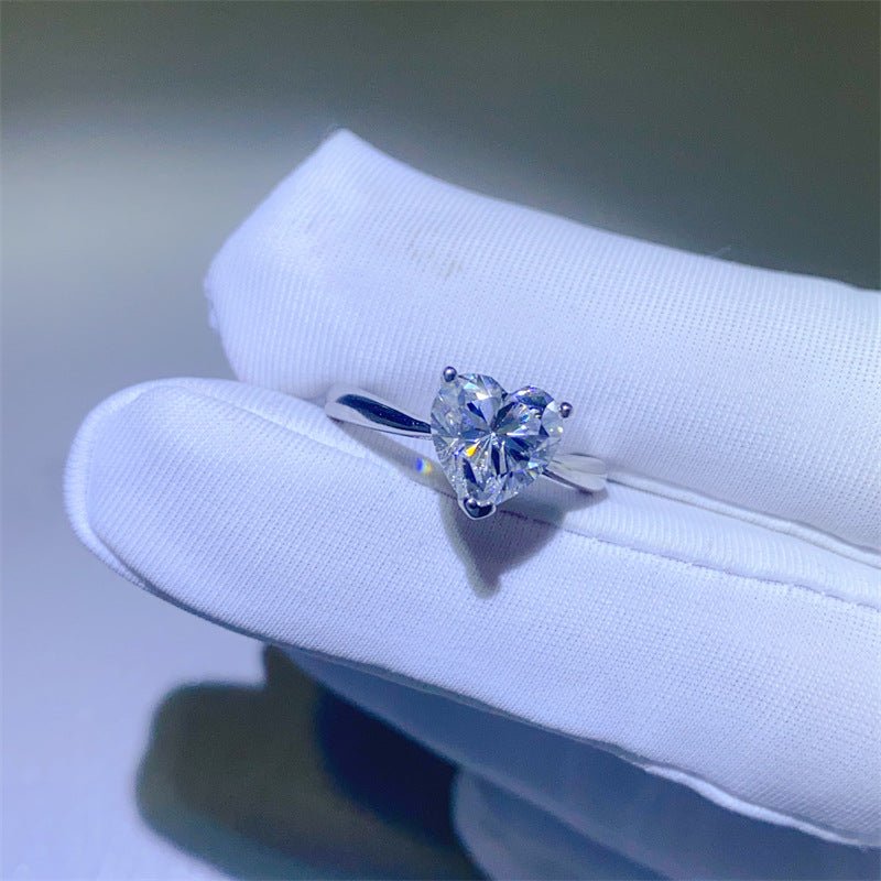 Heart Shape Moissanite Ring for Women, Solitaire Promise Ring, Engagement Style Ring, 1 Carat or 2 Carat, Sizes 9-20 – view 2