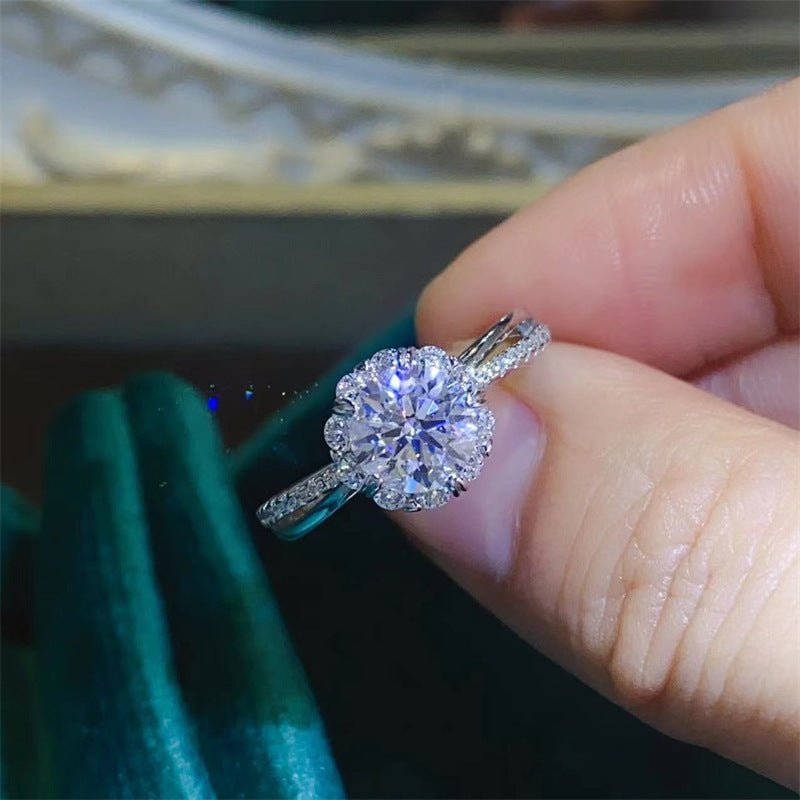 1 Carat Moissanite Ring for Women, U-Shape Pavé Engagement Ring, Solitaire Promise Ring – view 2