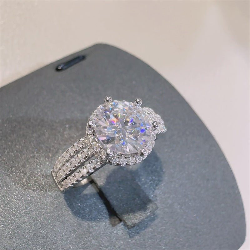 Moissanite Halo Ring for Women, Round Cut Split Shank Engagement Ring, 2 Carat or 3 Carat Promise Ring – view 2