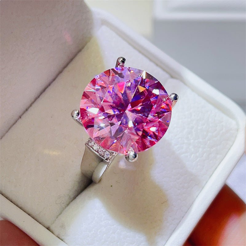 Pink Moissanite Ring for Women – 20 Carat Round Solitaire Statement Ring – view 2