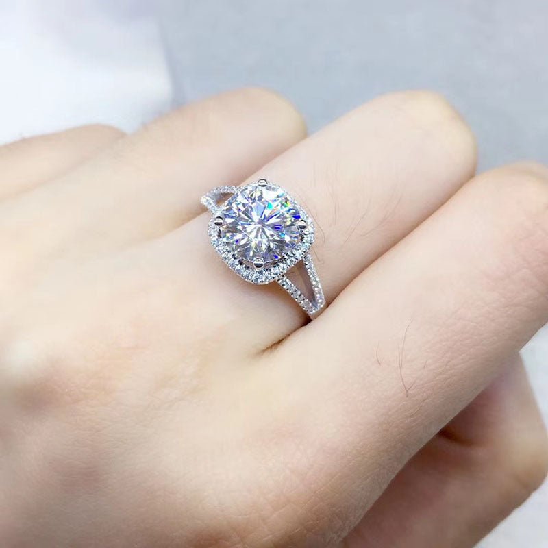Moissanite Ring for Women, Halo Engagement Ring, Adjustable, PT950 – view 2