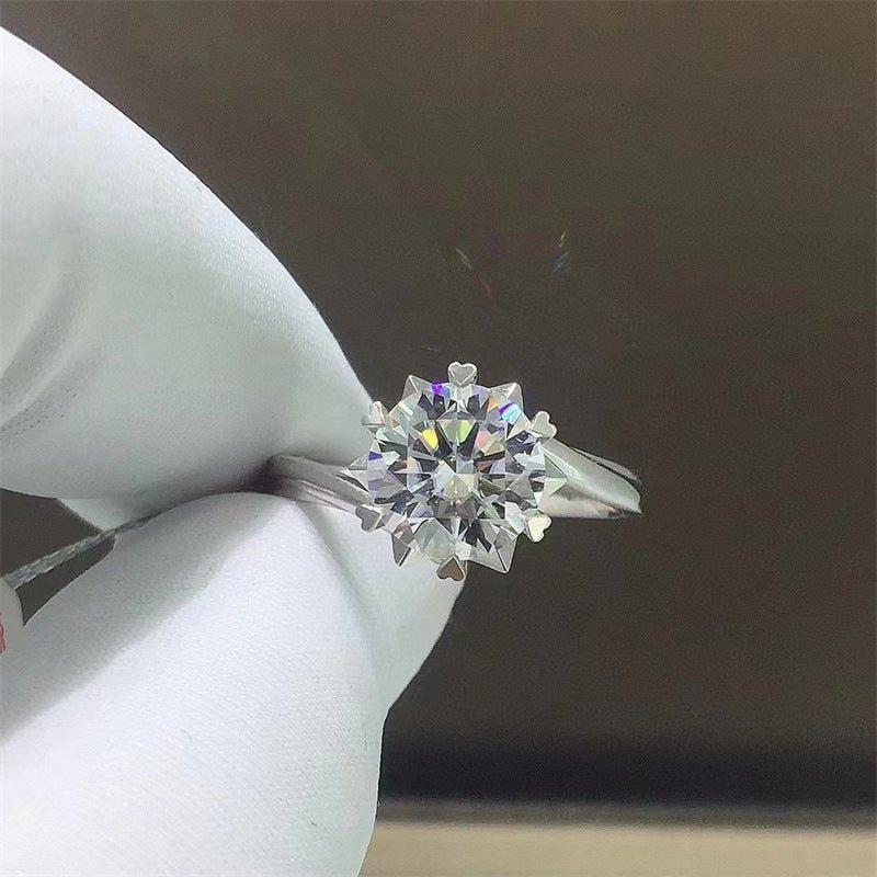 Moissanite Ring for Women, Six-Prong Solitaire Engagement Ring, Wave Band U-Shape Promise Ring, 0.5 to 5 Carat – view 2