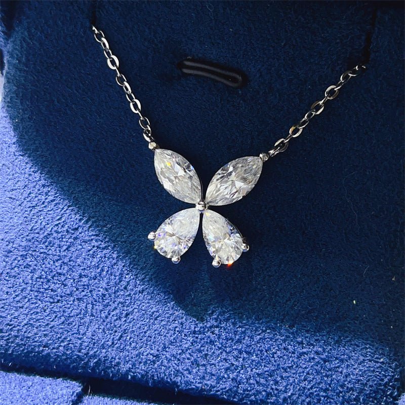 4 Carat Four Leaf Clover Moissanite Necklace in 925 Silver Pendant Chain – view 2