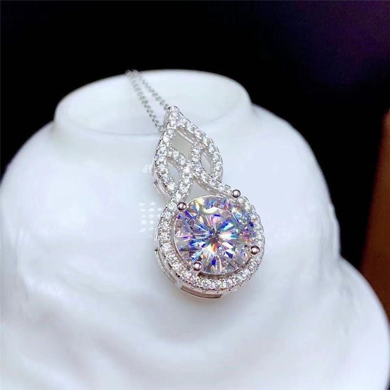 Moissanite Gourd Pendant Necklace for Women, D Color VVS1 Halo Pendant, 1 Carat or 2 Carat – view 1