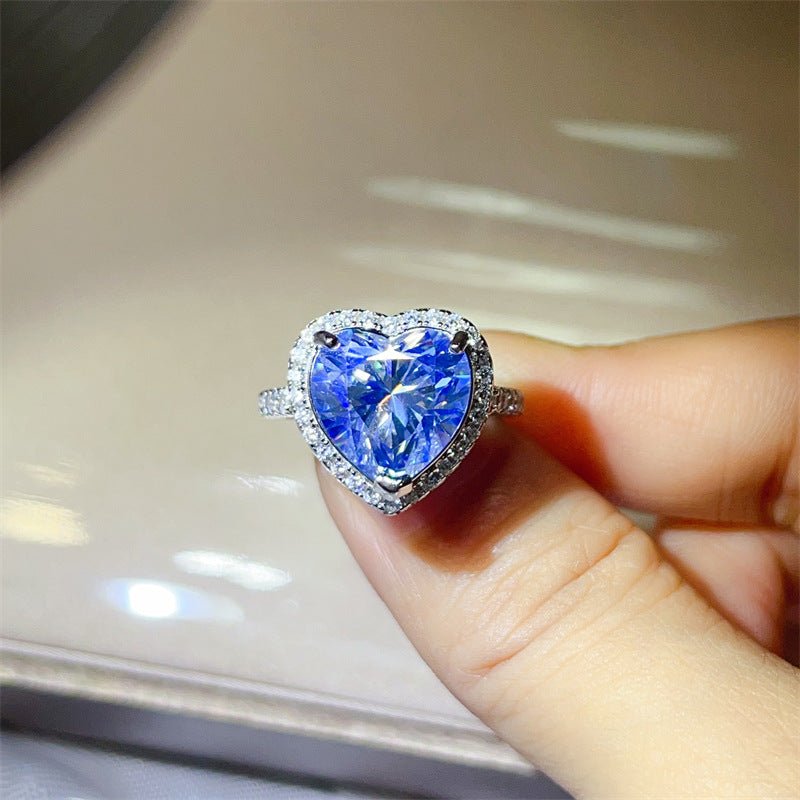 5 Carat Heart Moissanite Halo Ring for Women, Pave Engagement Ring – view 7