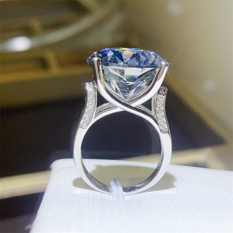 Blue Black Moissanite Pendant Necklace or Ring, Oversized Round Stone Jewelry – view 1