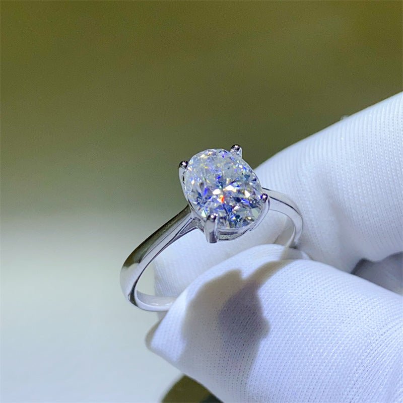 Oval Moissanite Ring for Women, Solitaire Engagement Ring, 1 Carat or 2 Carat, U-Shaped Band, Sizes 9-20 – view 2