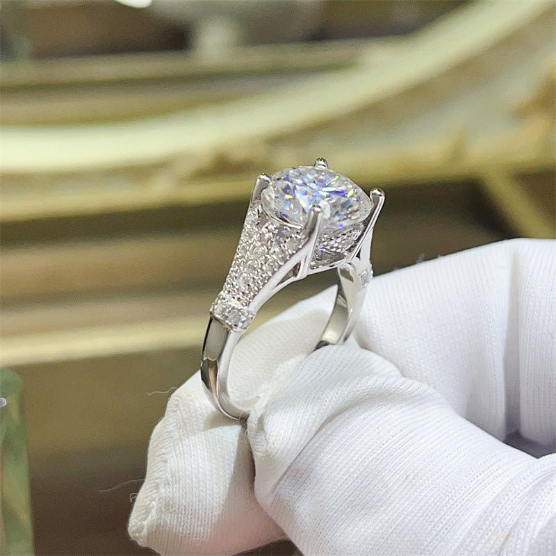 3 Carat Moissanite Ring for Women, Lace-Inspired Halo Engagement Ring – view 2