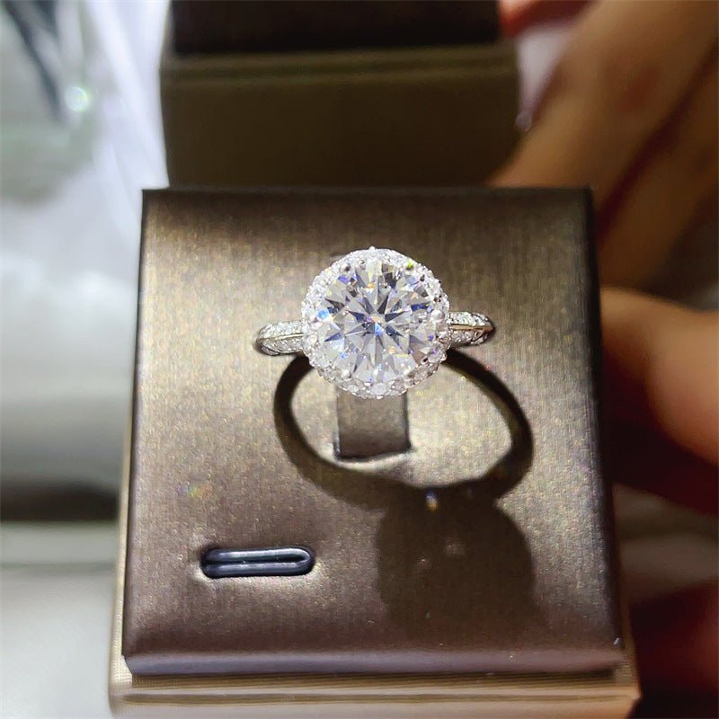Moissanite Halo Engagement Ring for Women, U-Shaped Geometric Wedding Ring, 1 Carat 2 Carat 3 Carat Ring – view 2