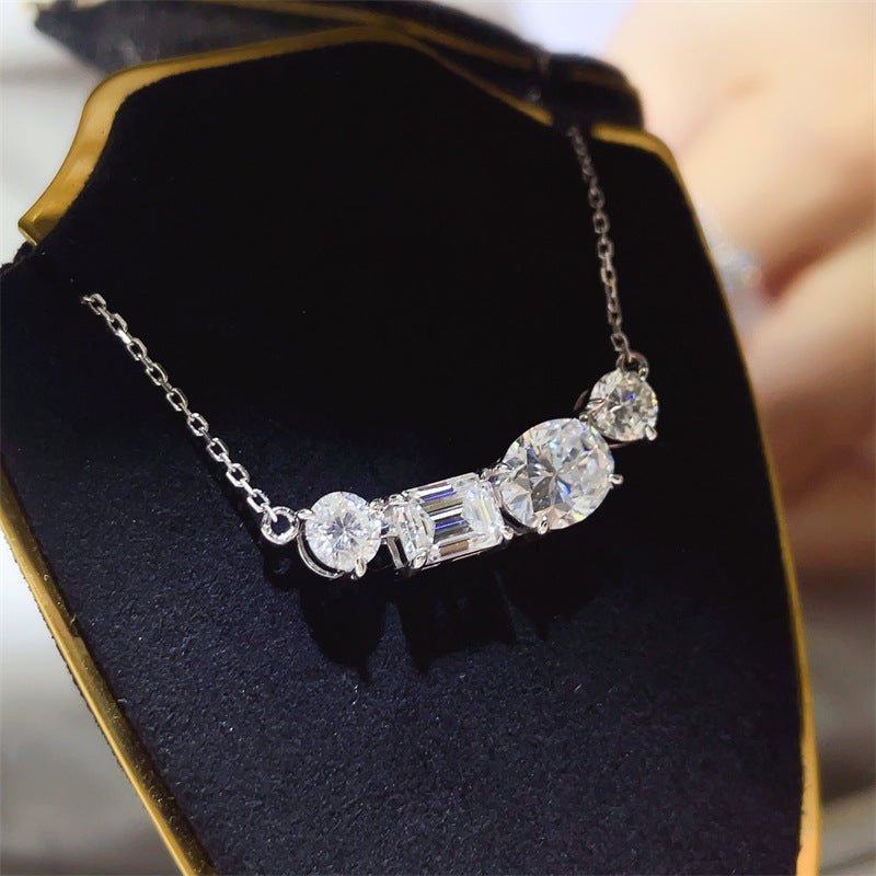4 Carat Moissanite Necklace in 925 Silver, U Shape Multi Stone Pendant Chain for Women – view 2