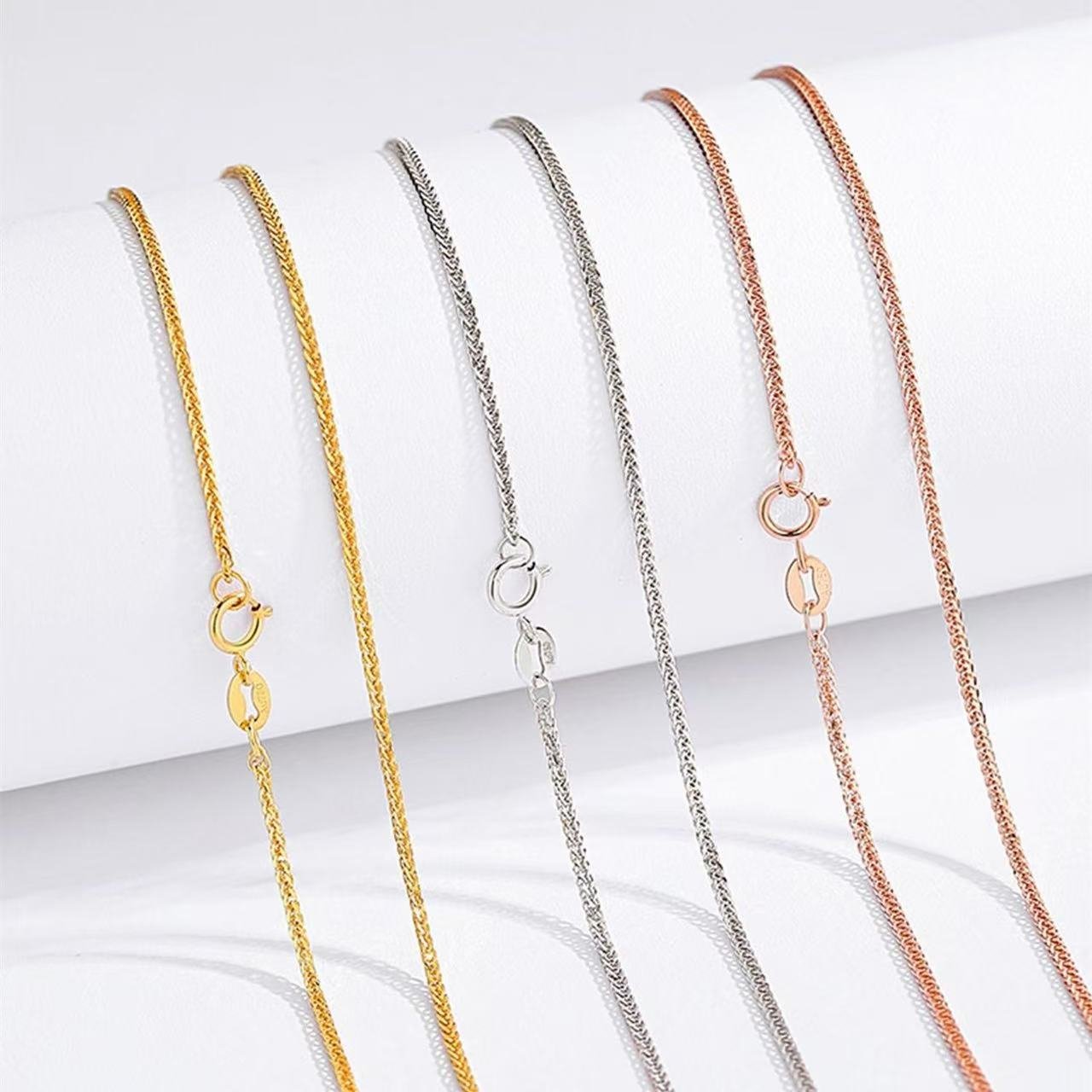 Twisted Chain Necklace for Women, Minimal Layering Neck Chain in White, Yellow and Rose Tone – view 2