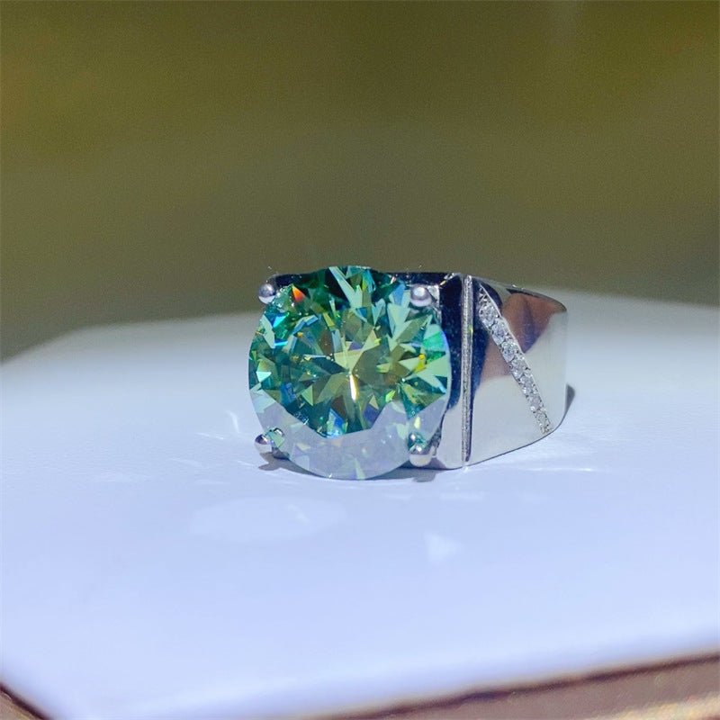 Men's Green Moissanite U-Shape Ring – image 2