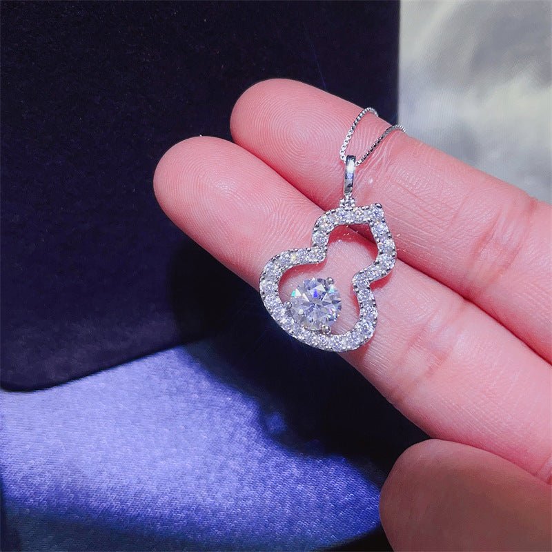 925 Silver Moissanite Gourd Pendant Necklace for Women – view 3