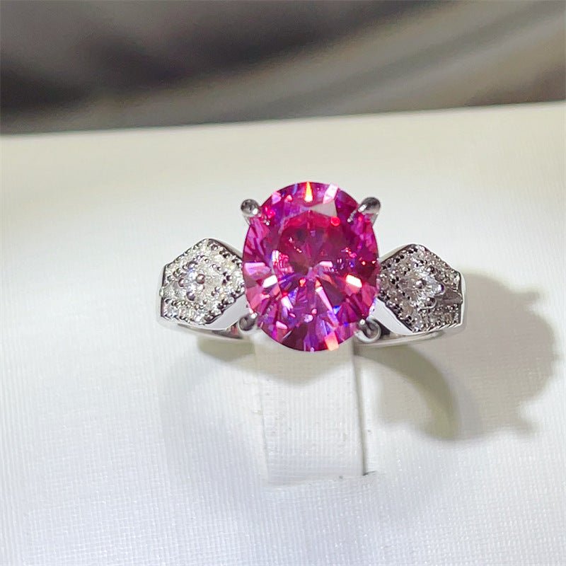 3 Carat Oval Moissanite Ring with Geometric Side Accents for Women – view 3