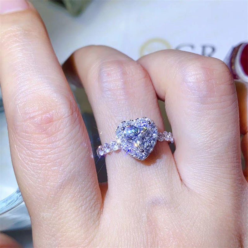Heart-Shaped Moissanite Ring for Women, Halo Promise Ring, Size 8-19 – view 3