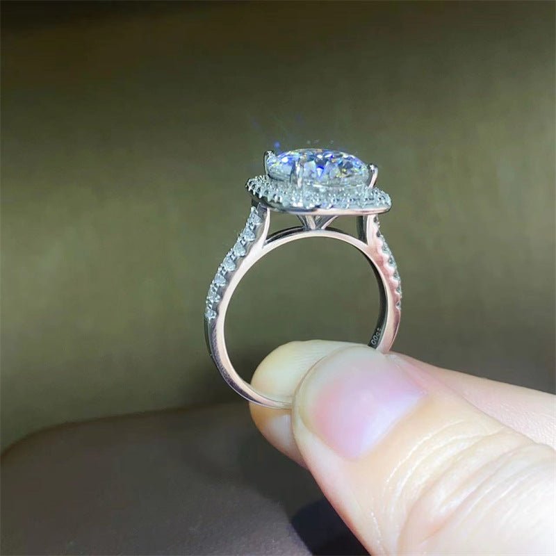 5 Carat Cushion Cut Moissanite Halo Ring for Women, Geometric Engagement Ring, Sizes 9-20 – view 3