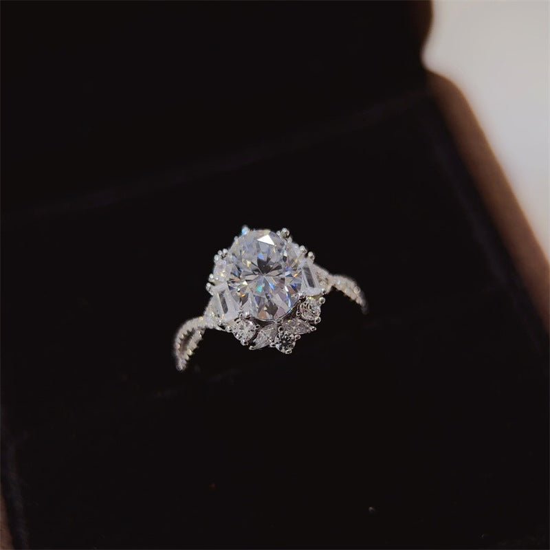 Oval Moissanite Halo Ring 2 Carat Engagement Ring for Women – view 3