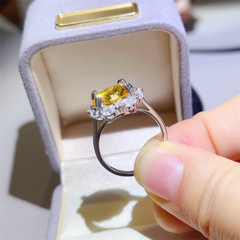 5 Carat Colored Moissanite Halo Ring for Women, Round Micro Pave Engagement Ring, U Shape Band, Sizes 9-20 – view 3