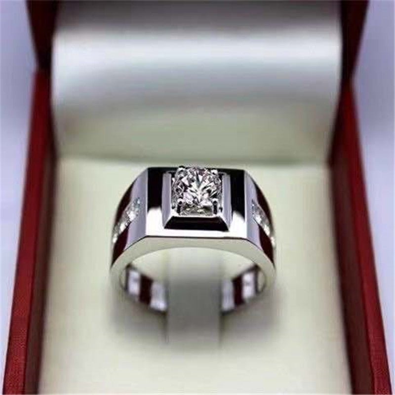 Men’s Square Moissanite Solitaire Ring – image 3