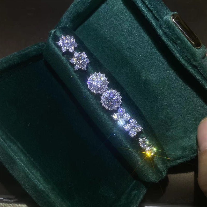 Moissanite Stud Earrings - Star, Daisy, Clover & Round Cluster S925 Ear Studs – view 3