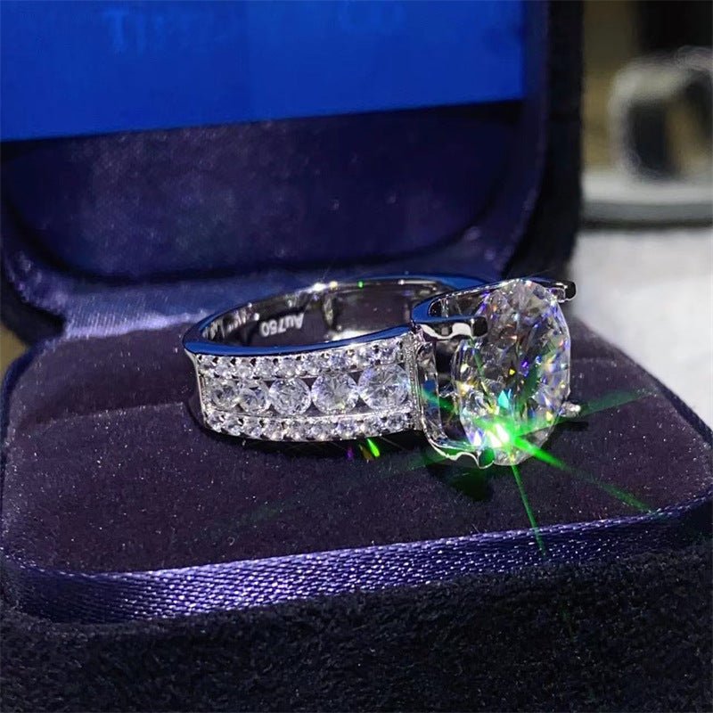 Round-Cut Moissanite Ring with Pavé Band, Women’s Size 9-19 – view 3