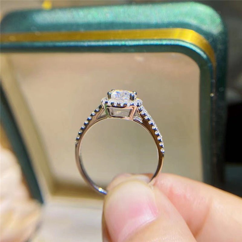 Moissanite Halo Ring for Women, Floral-Inspired Adjustable Open Engagement Ring – view 3