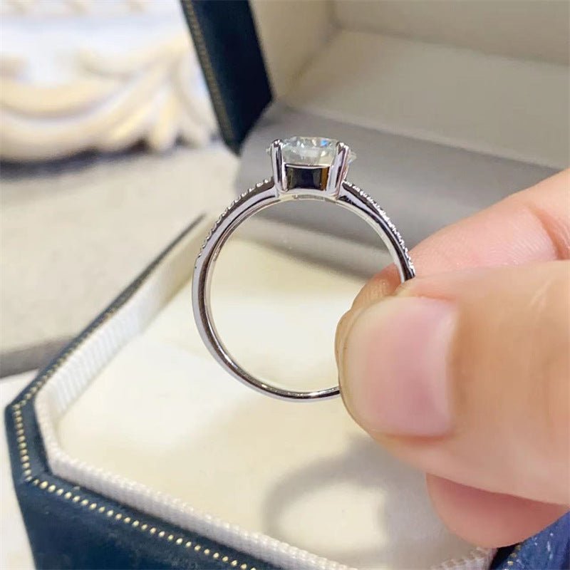 2 Carat Moissanite Ring for Women, Round Solitaire Engagement Ring with Side Stones – view 3