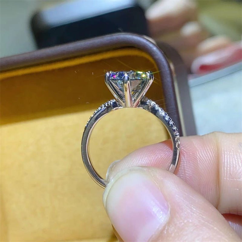 Gray Moissanite Ring for Women, Six-Prong U-Shape Style, 1/2/3 Carat Bridal Ring – view 3